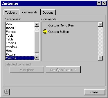 Customize Toolbar Dialog Box
