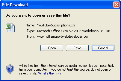 File Download Dialog Box